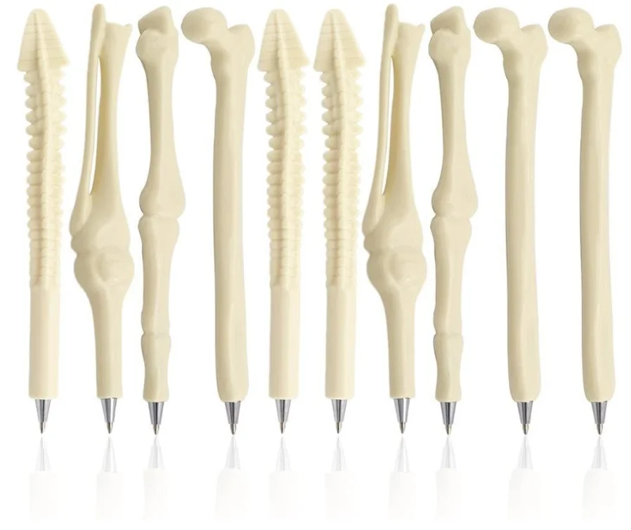 E-outstanding 5 pcs novelty bone shape ballpoint pens office school student gift nurse doctor pen halloween decor party favor