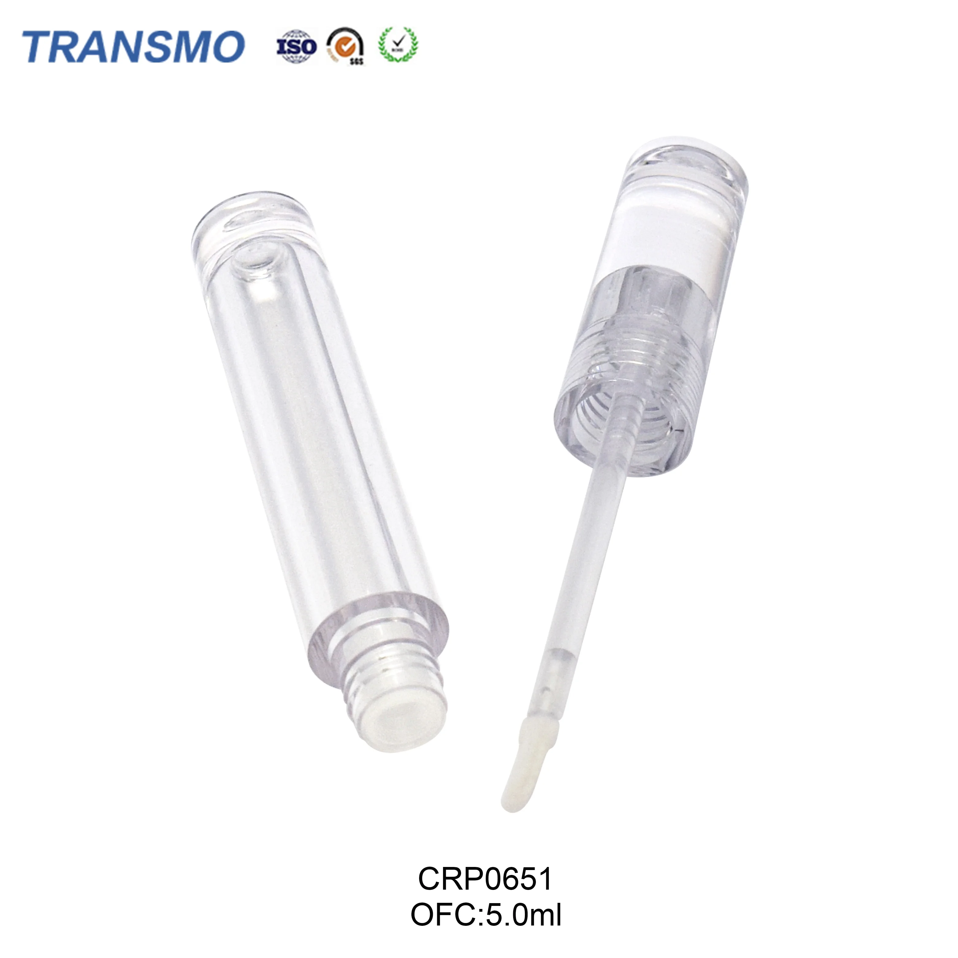 Recycled plastic 5ml lip gloss packaging custom logo liquid lipstick tube 5ml round crystal empty lipgloss tubes