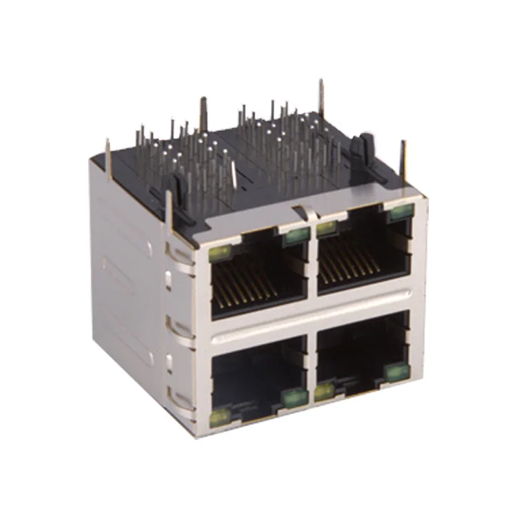 Экранированный интегрированный RJ 45 cat5 cat6a cat7 Ethernet Женский rj45 Джек со светодиодной комбинированный разъем rj45 8p8c