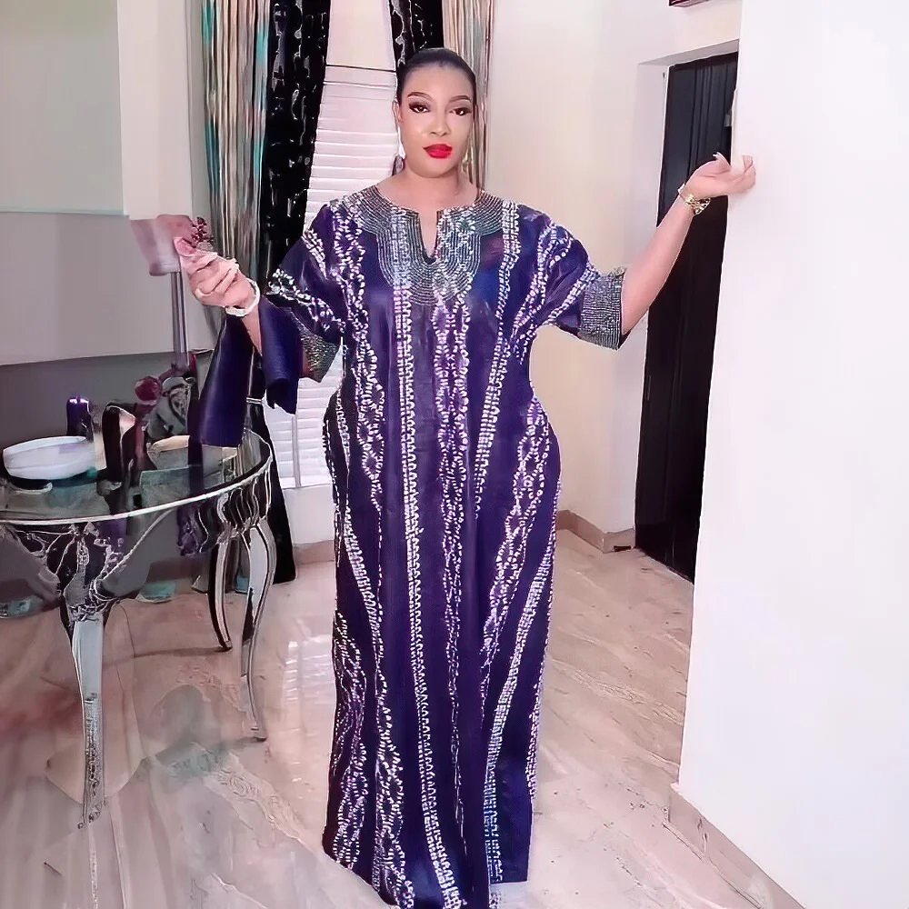 New Product Women Dashiki Dresses For Women rhinestone Ankara Dress African rayon Plus Size African Print Dresses
