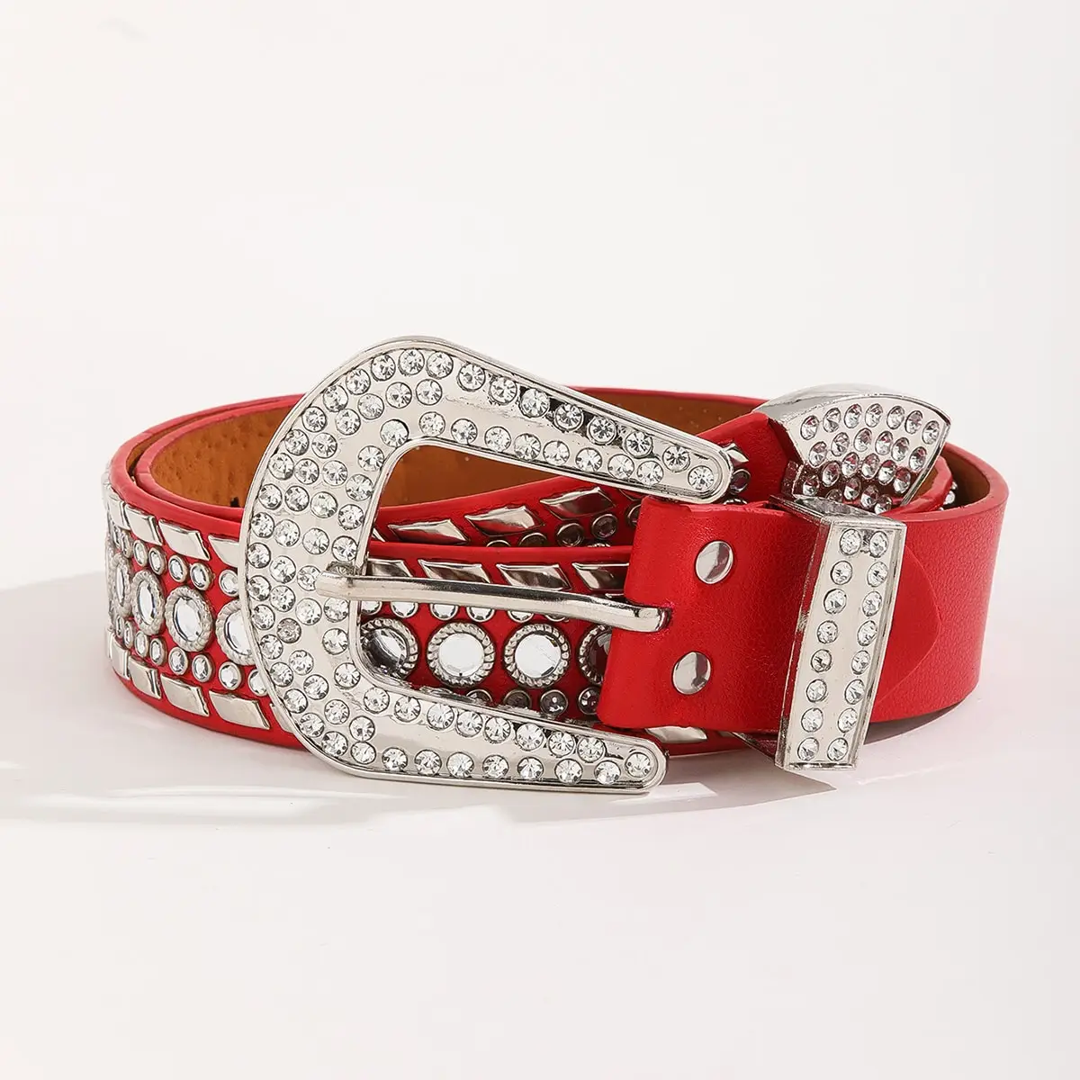 Stock Colorful Western Cowboy Western Style Diamond BB Belt Fast Delivery In Stock Shiny Removable Rhinestone Belt