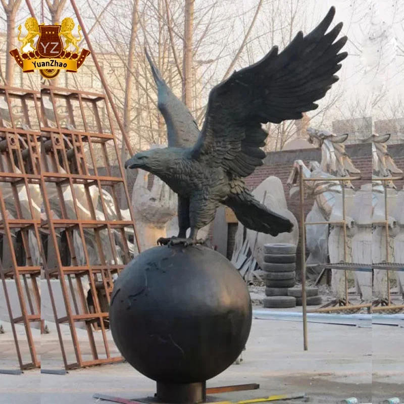 American Eagle Bronze Statue Large Garden Ornament Cast Bronze Eagle on Ball Sculpture