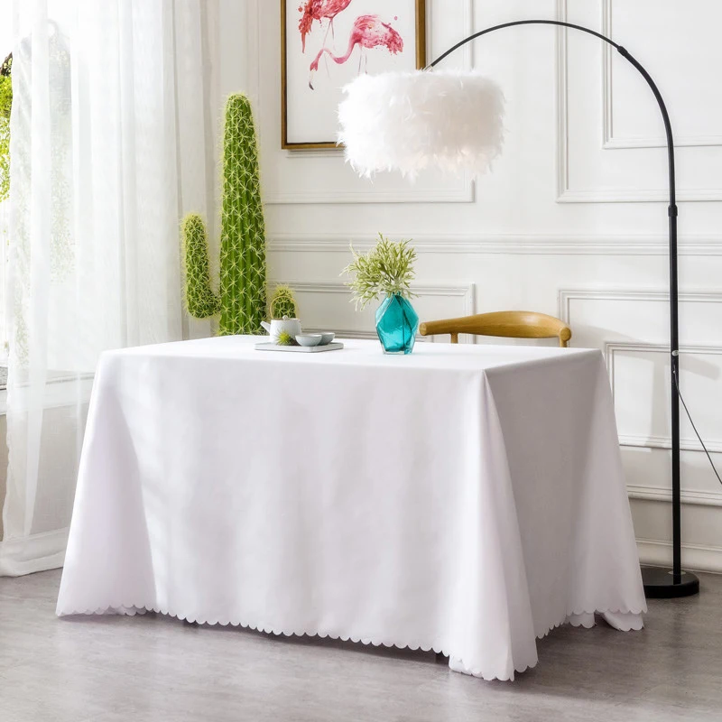 Tablecloth Stain Resistant and Wrinkle White Tablecloth Polyester Table Cover  For Dining Table Buffet Parties