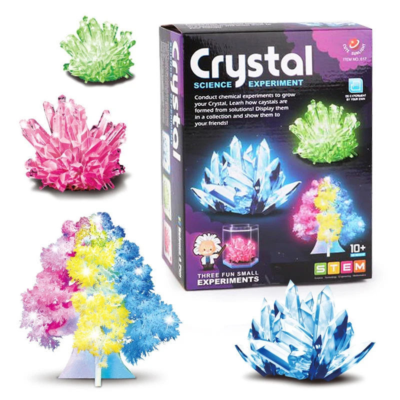 Kids Crystal Growing Science Experiment Kit Toys Set Educational STEAM DIY Experiment Christmas Tree Crystal Toy For Family Game