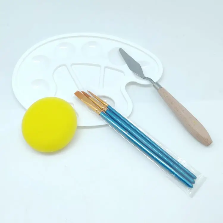 Painting paper sketch color paints handicraft art  brush palette sponge painting knife set children
