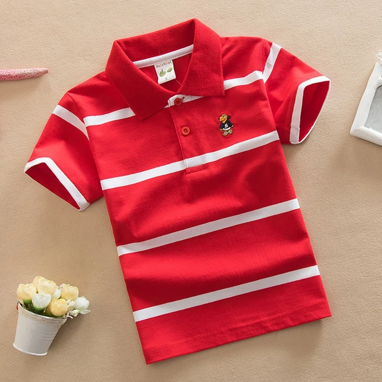 Wholesale 20 Color Choice Boys T-shirts Polo Cotton Kids Baby T-shirts Stripe School Uniform Polo T-shirt For Kids
