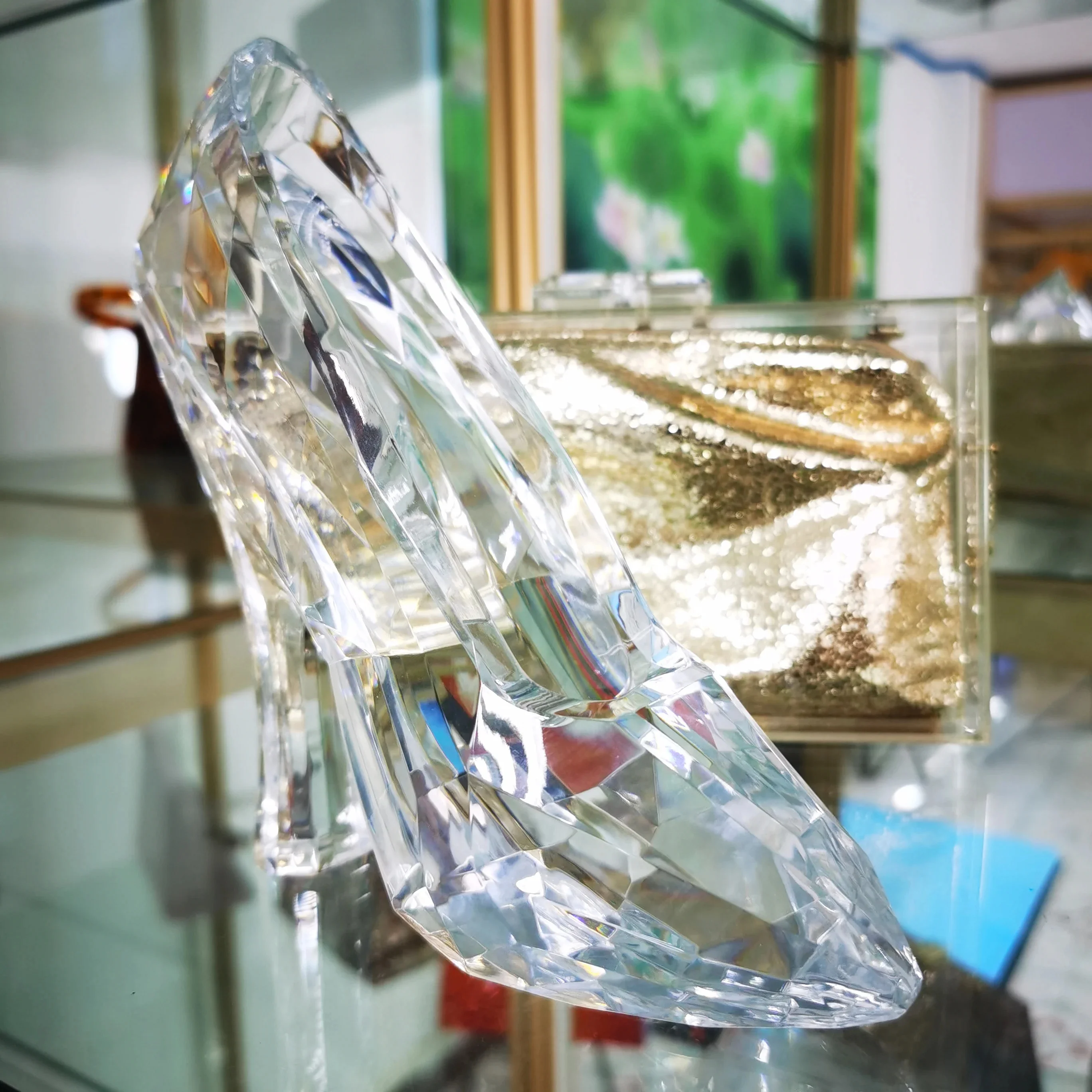 Factory Price Girlfriends Creative Christmas Gifts High Heels Glass Acrylic Shoes Ornaments for Home Decor