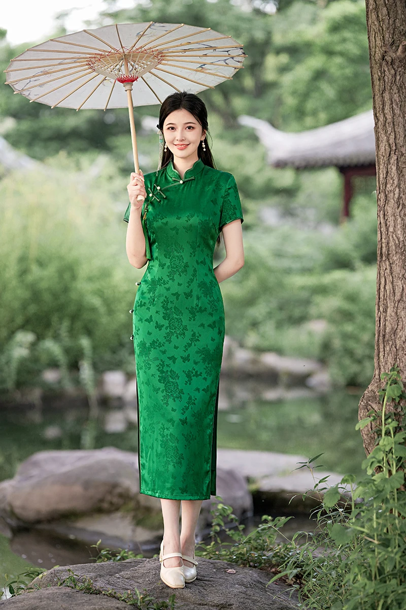 Delicate Colors chinese traditional cheongsam dress elegant women Chinese style qipao