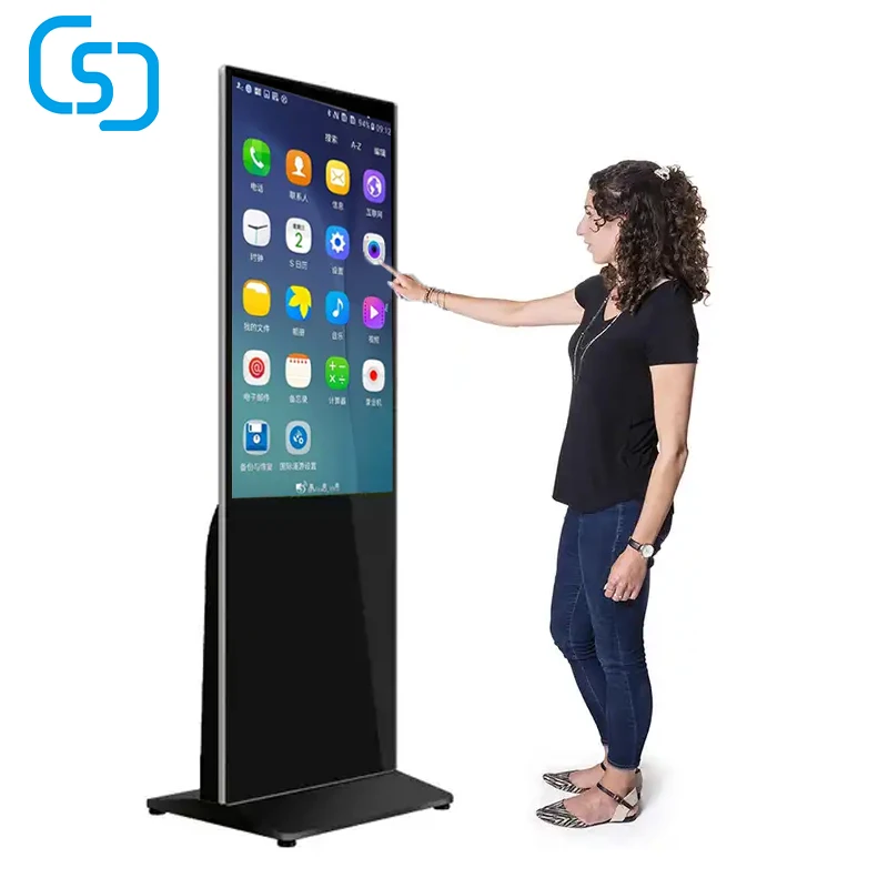 32 43 55 60 66 inch  interactive computer transparent oled display Floor Standing Ads Digital Totem touch screen for Subway