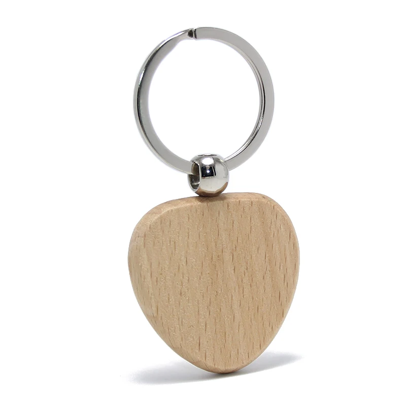 Wholesale Custom Wooden Material Key Tag Holder Ring Wedding Gifts Souvenir Heart Shaped Wood Carving Keychain