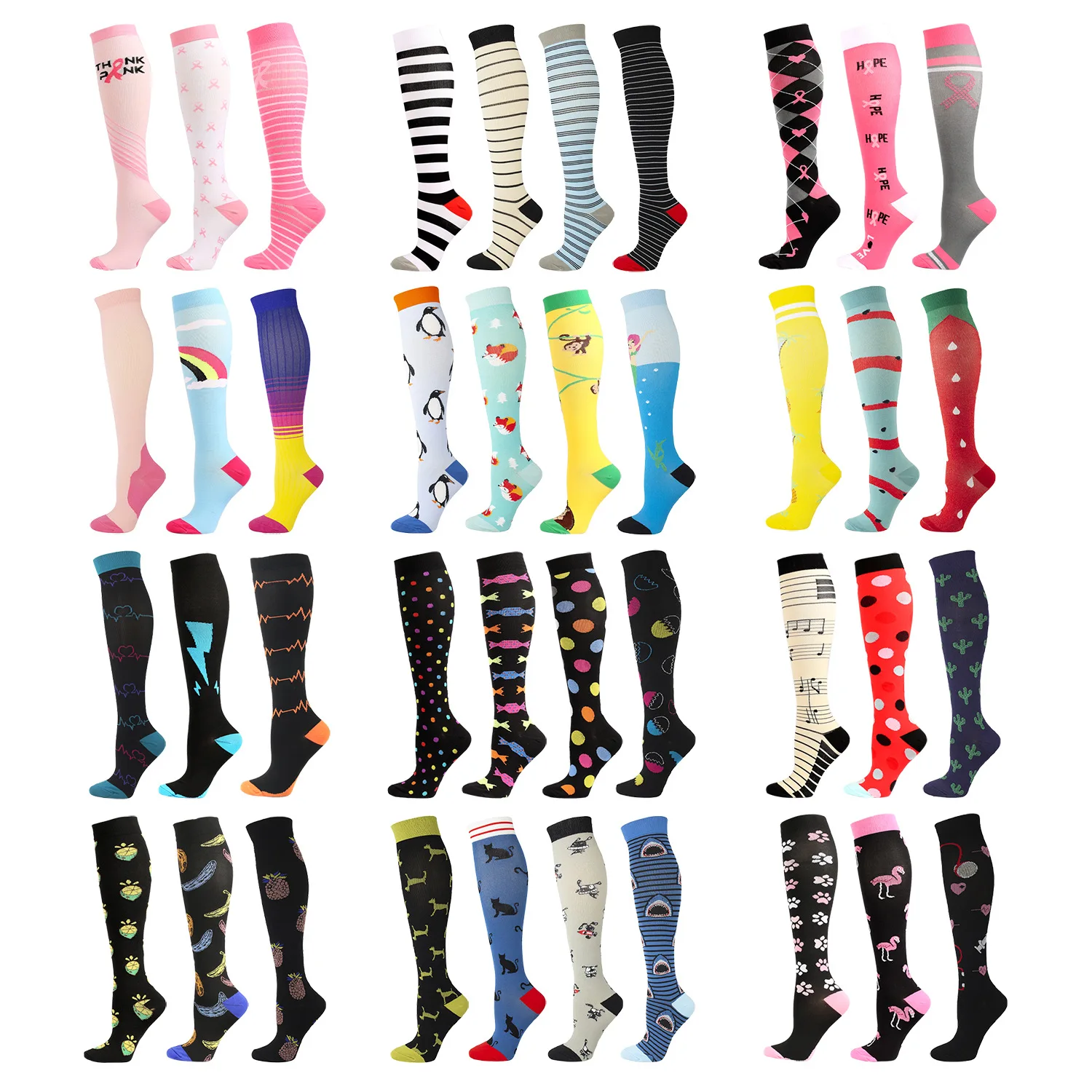 Cheap Wholesale Men  High Quality 15-20mmgh Compression Socks Multifarious Women Casual Knitted Compression Socks Fast Shipping