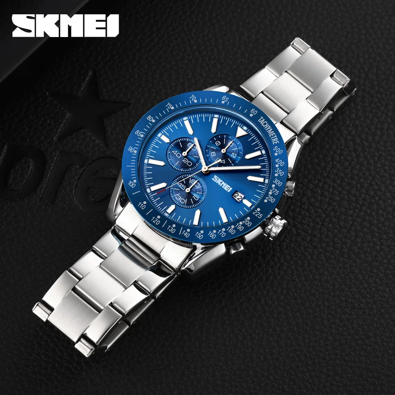 relogio masculino watch manufacture skmei 9253 new arrival custom three small dials water resistant wrist watches men