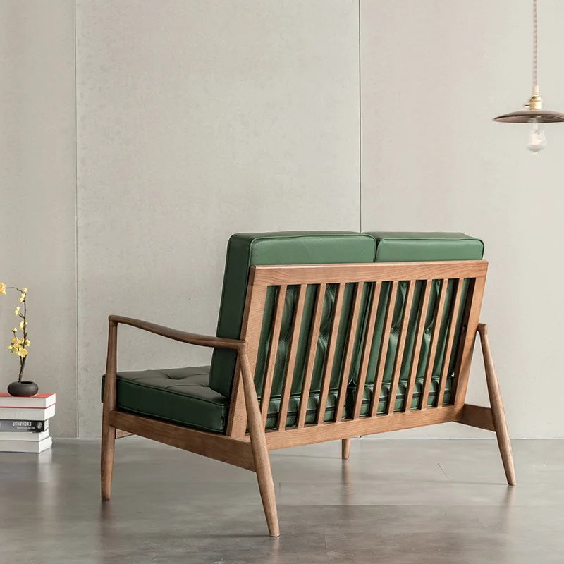 New Arrival French Mid Century Italy PU Leather Inclination Arm Soft Skin Sofa