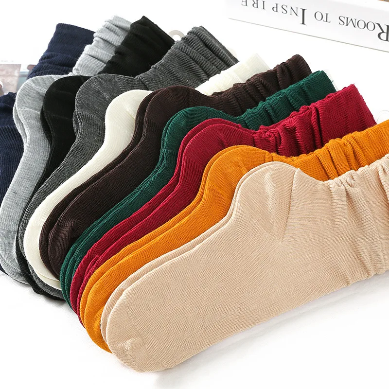 High Quality Solid Cotton Fashion Hot Sale Wholesale Girls Crew Custom Stack Slouch Womens Socks