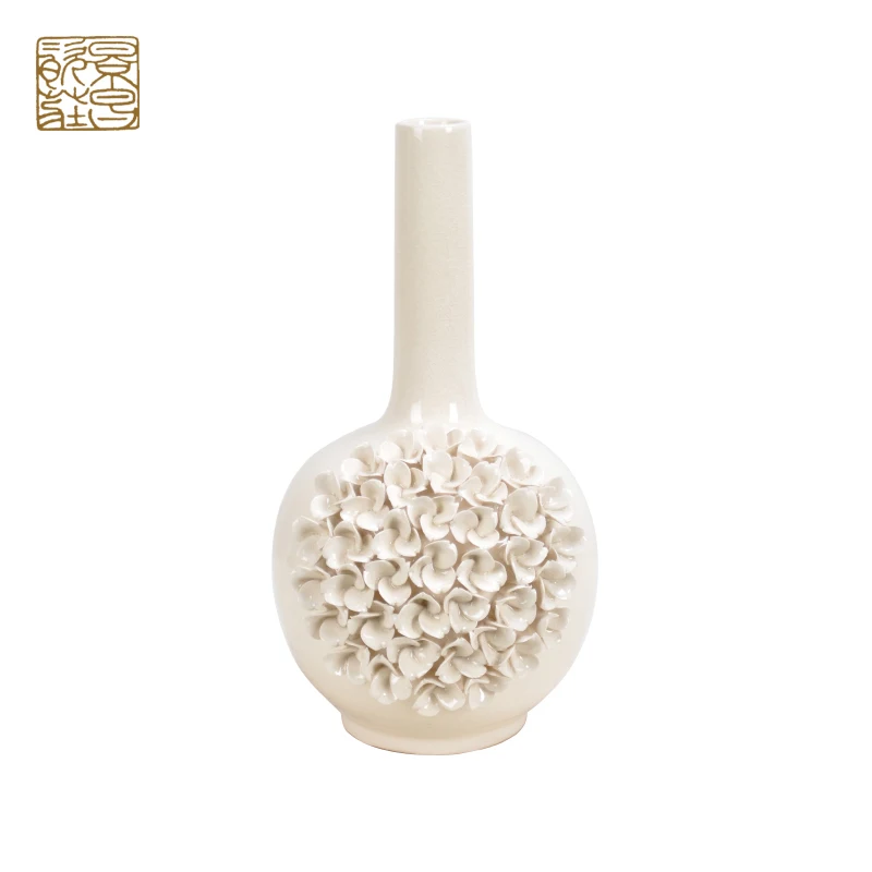 Pure white ceramic design decoration vases for wedding