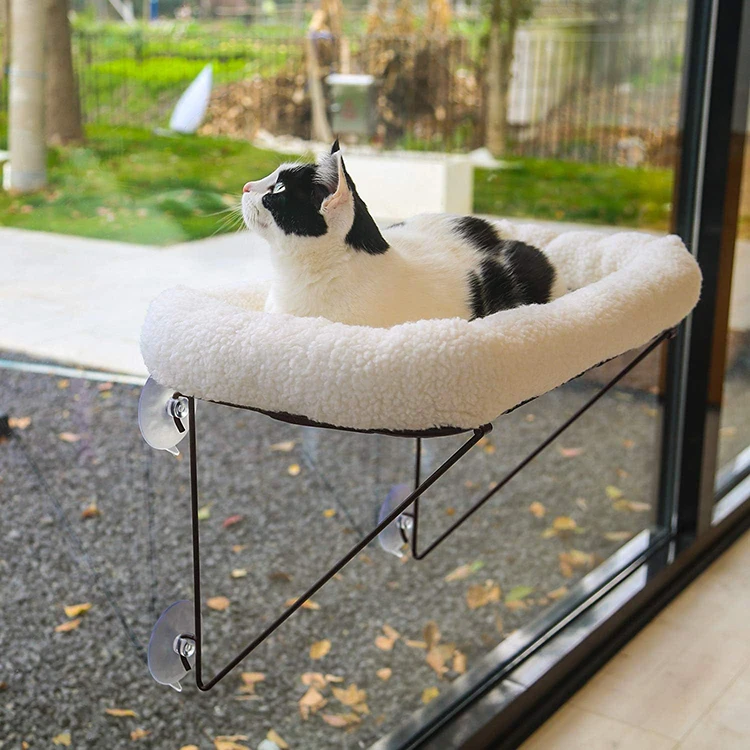 Manufacturer Custom Fluffy comfort Cozy Calming Cat Hammock Modern Cute Soft White Sherpa Fleece Cat Hanging Bed