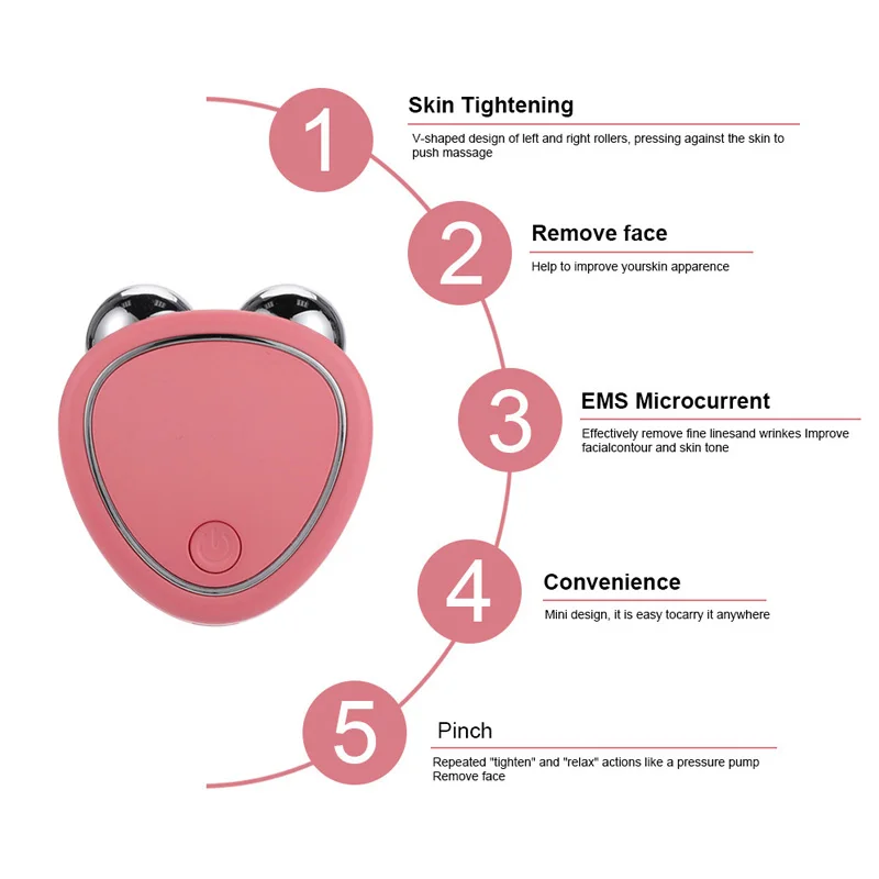 Trends Heart shape Face massager Stainless steel massage device ems microcurrent face lift machine V face lift massage roller
