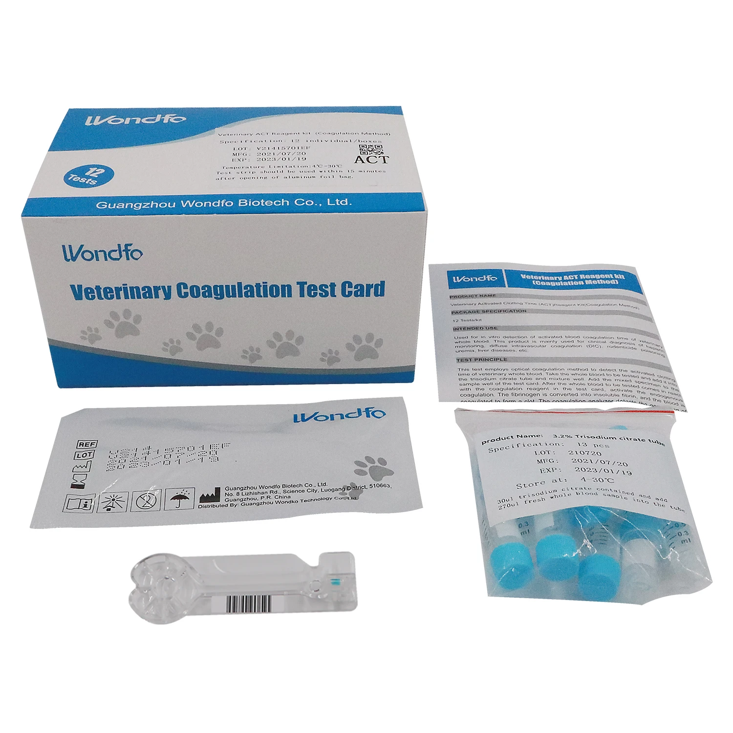 Veterinary Coagulation Analyzer Wondfo ACT Reagent Test Kits Test Strip Pet Clinic Veterinary Use