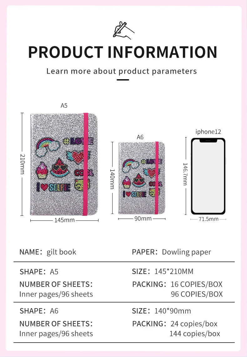 Best Selling Box Packaging Diary Notebook  Girls Notebook Diary With Lock And Key Sequin Notebook
