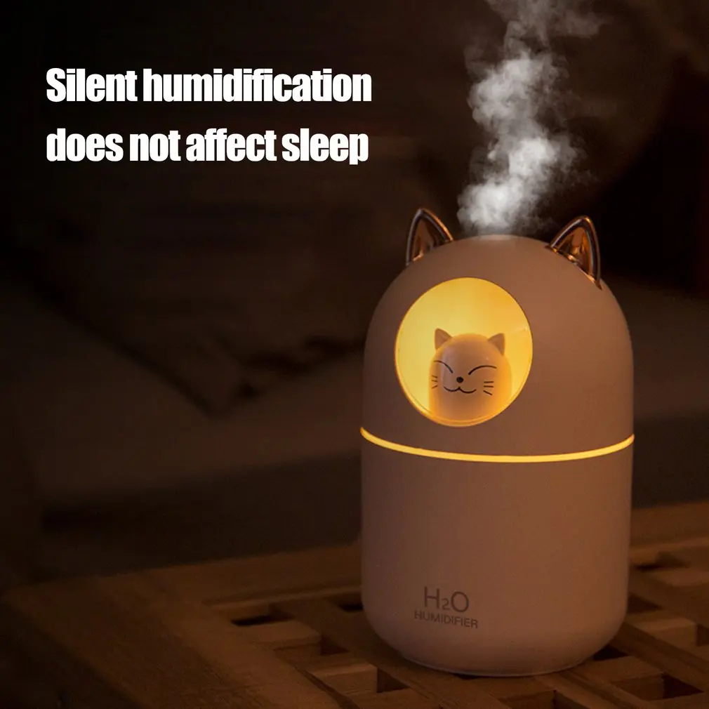 Mini Portable Cute Cat Usb Aroma Diffuser H2o Humidifier Ultrasonic Water Cooling Fog Led Car Air Humidifier