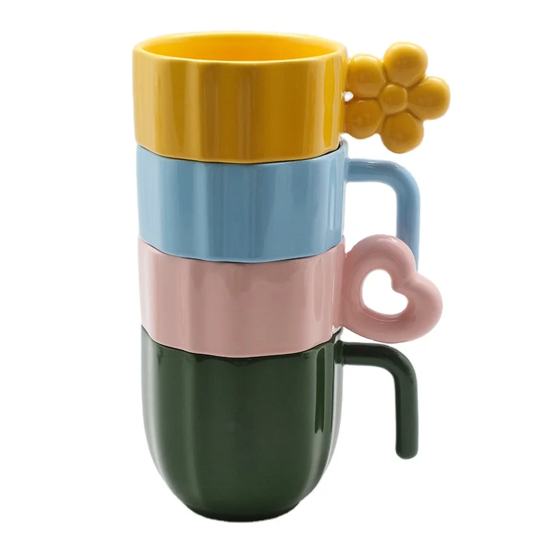 Customized Coloured-Glaze Sustainable Use Ceramic Mug Home Office Drink Coffee Stoneware Mugs Breakfast Cup Stackable