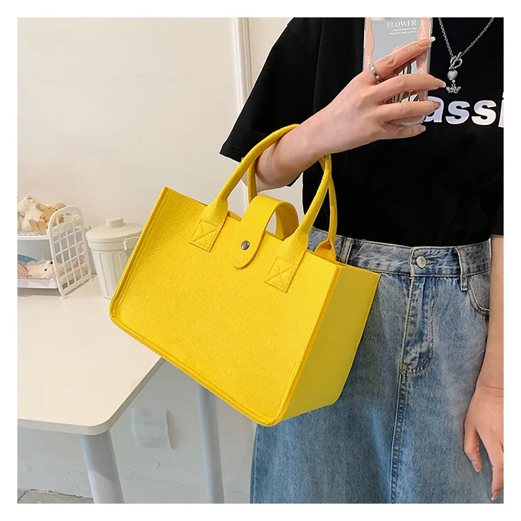 Custom Reusable Eco-friendly Casual Large Capacity women felt tote bag handbags wool felt shopping bag