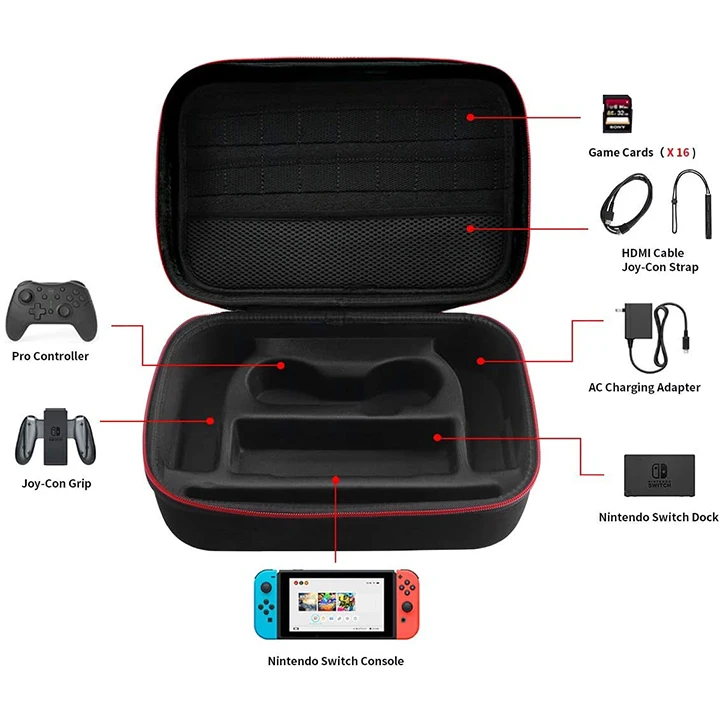 Large Carrying Storage Case for Nintendo Switch Travel Hard Shell Messenger Bag