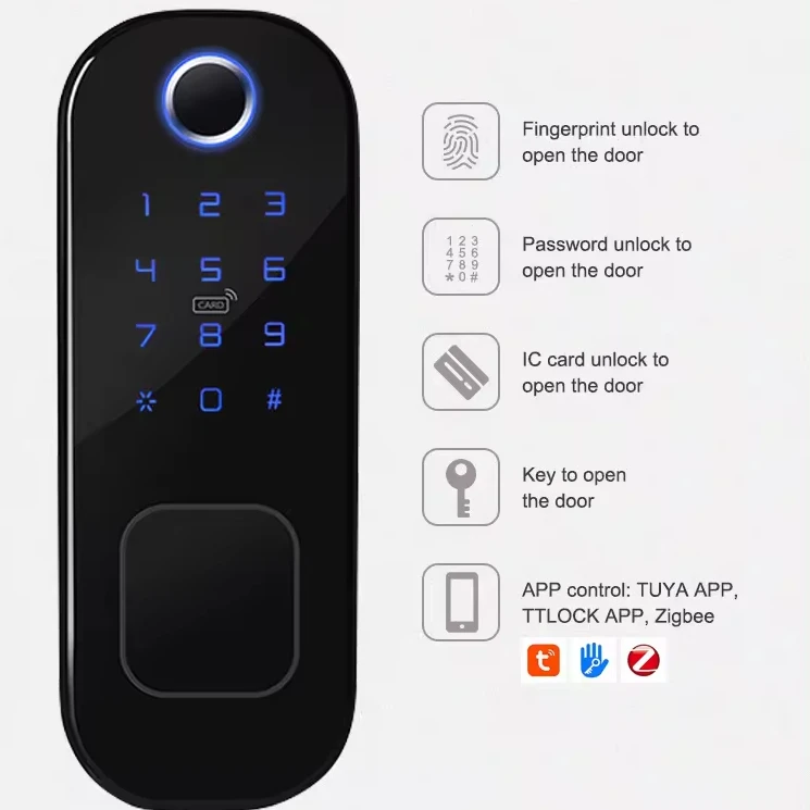 Smart Double Side Fingerprint Door Lock Remote Control High Security Key Tuya Digital Door Lock