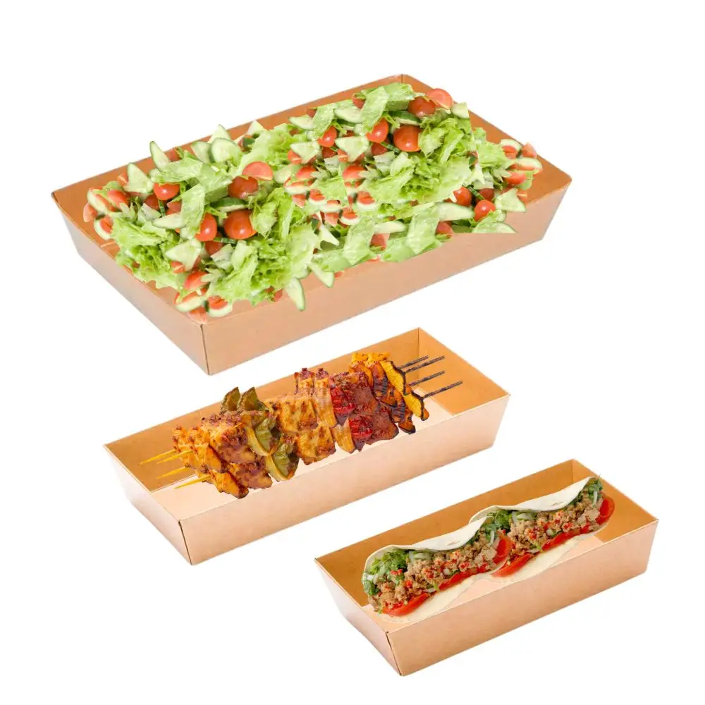 Custom Eco Friendly Takeaway Food Boxes Disposable Meal Prep Food Packaging Kraft Paper Lunch Box with Lid