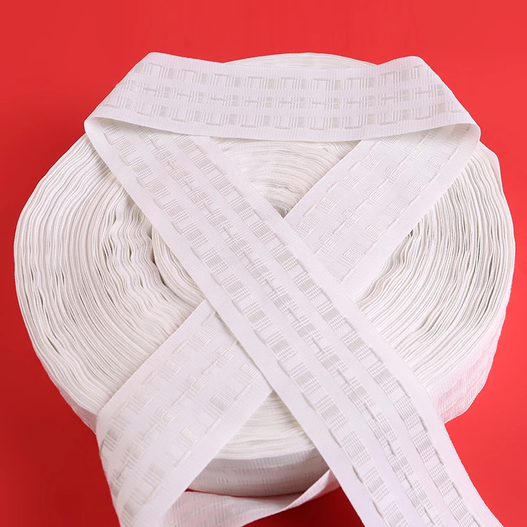 Wholesale 7.8cm white polyester curtain tape Opaque shrink belt for curtain