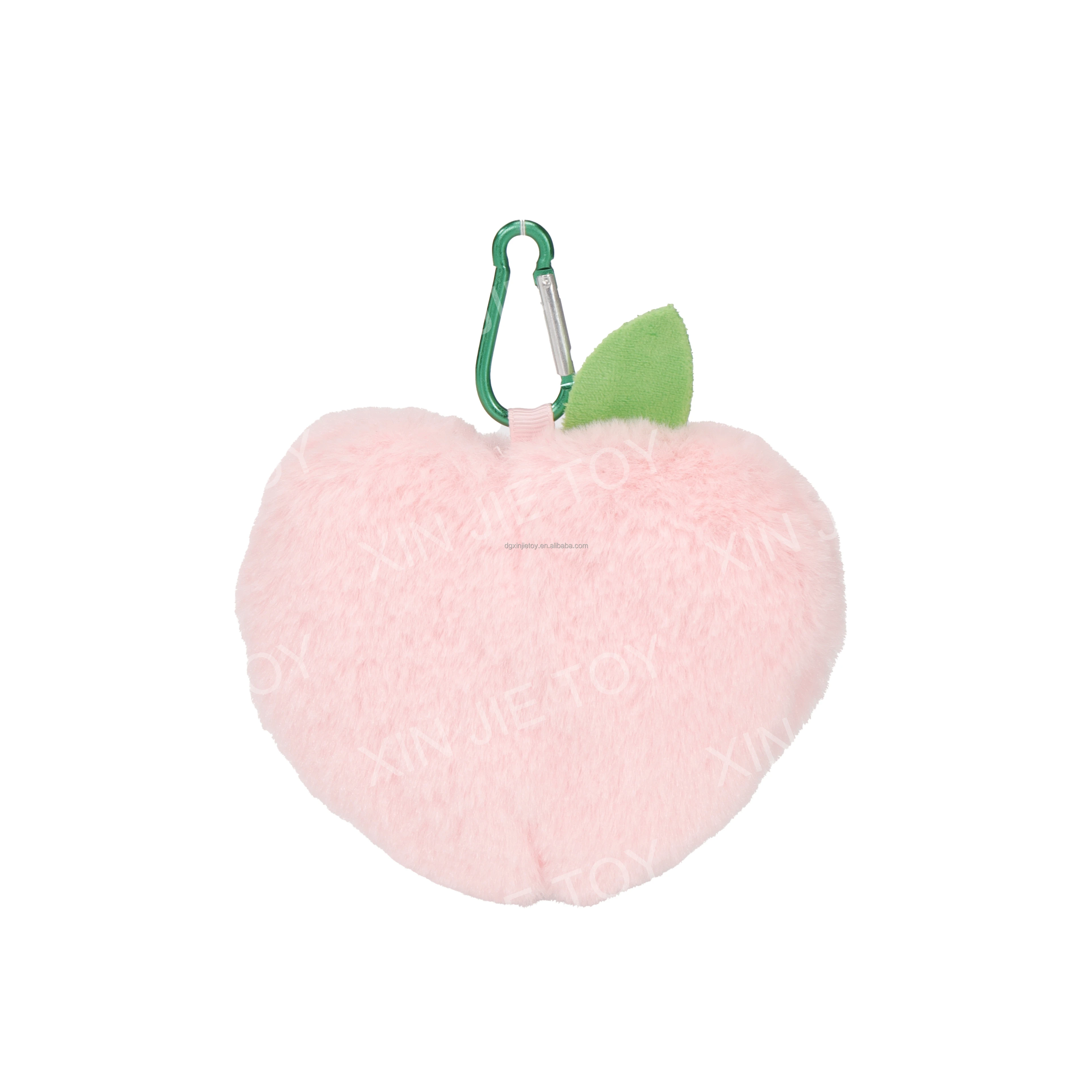 Popular design Soft coin purse with zipper Peach shape stuffed coin purse Pink plush coin purses