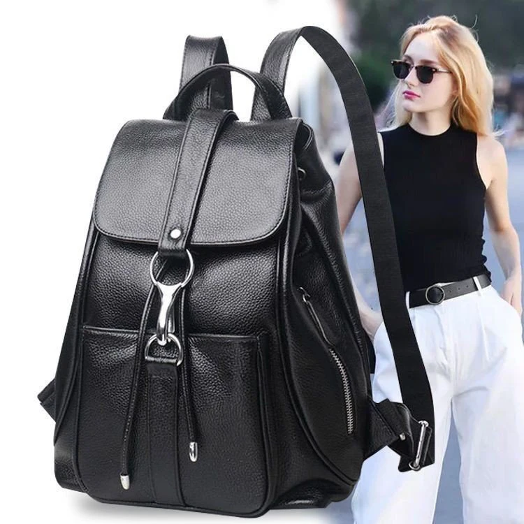 High Quality PU Leather Backpack Leisure Faux Korean Version Leather Business Bag Mommy  Fashion Leather Backpack For Women