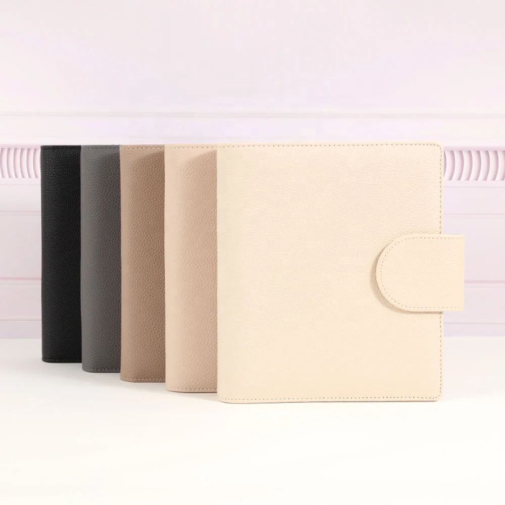 Hongbo New Spiral A5 35MM Rose Gold Ring Embossed Luxe Pebble Leather Budget Binder Planner as Agenda/Notebook/Ringbook Cover