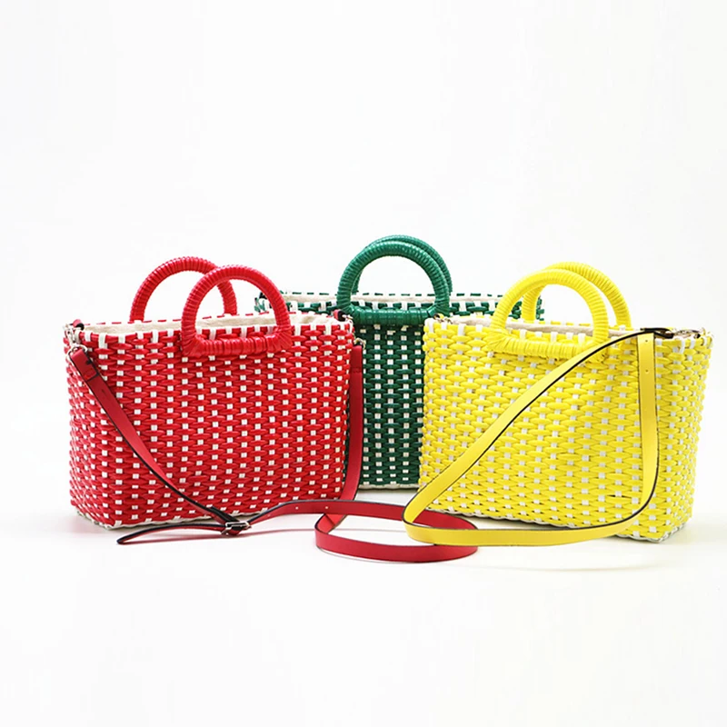 Summer fashion woven beach tote bags rattan bag 2022 ladies handbags wholesale