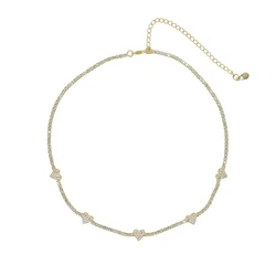 Trendy Pastel Color Cz Heart Shape Jewelry 5 Pcs Cute Sweet Heart Charm Tennis Link Chain Valentines Gift Choker Necklaces
