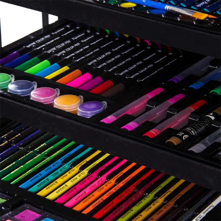 148pcs Art set Marker Crayons Oil Pastels Colored Pencils Wooden Case Drawing Kit Professional Art Supplies Wood Painting Kits