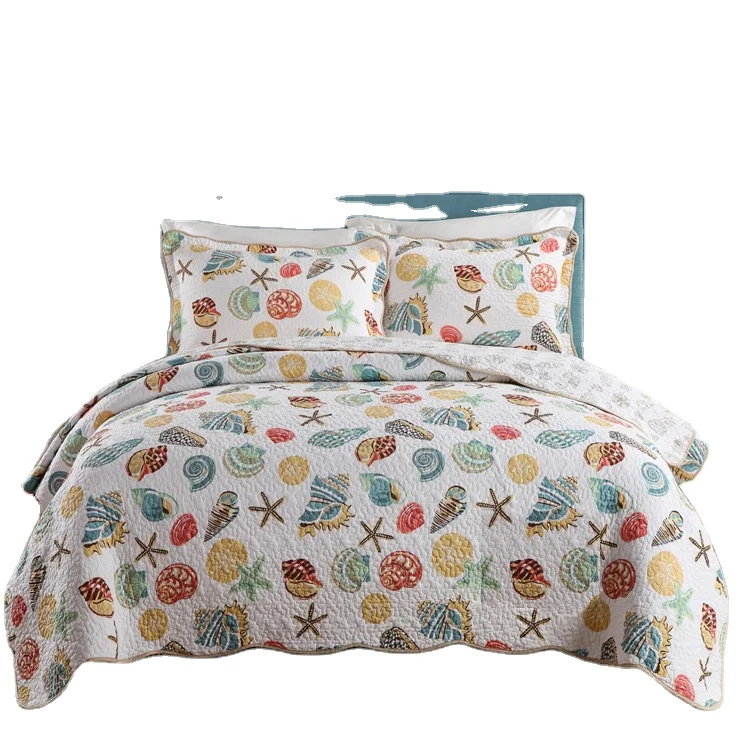 
Cozy printed bed cover, cheap cotton quilted bedspread 