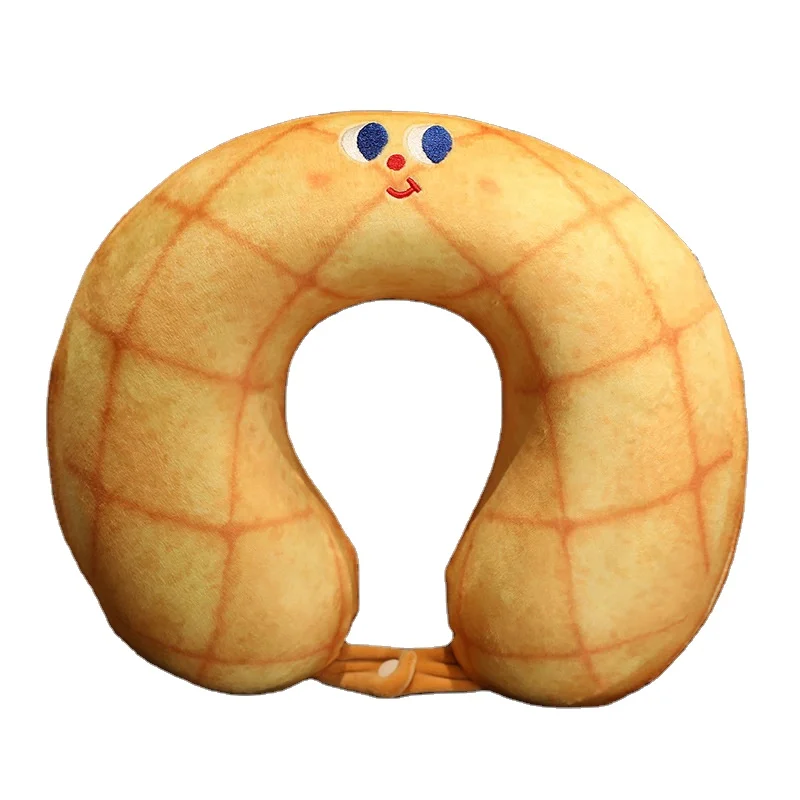 Cute Cartoon Soft Bread Pattern U shape Neck Pillow for Sleep Travel Airplane Pillow Protect Neck