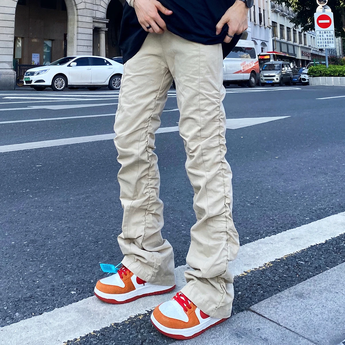 Joggers Cargo Stack Sweat Pants For Men Casual  Folds Hip Hop  Male Trousers Sweatpants Streetwear Men Stacked Pants