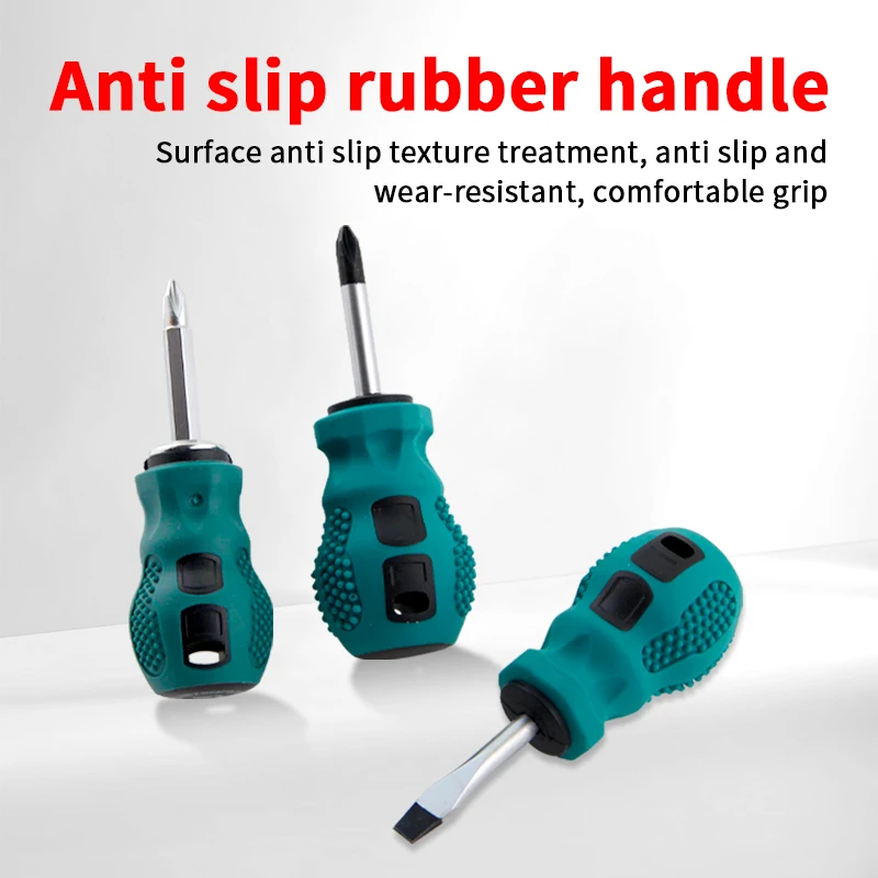 Dual-Purpose Retractable Cross-Shaped Phillips & Nut Screwdriver with Steel Short-Handled Radish OEM Customizable for Repair Use