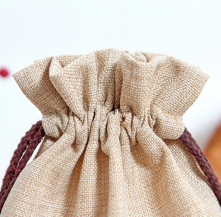Hot sell custom drawstring burlap fabric packaging pouch jewelry jute bag for Gift Bags Jute Jewelry Drawstring Bags