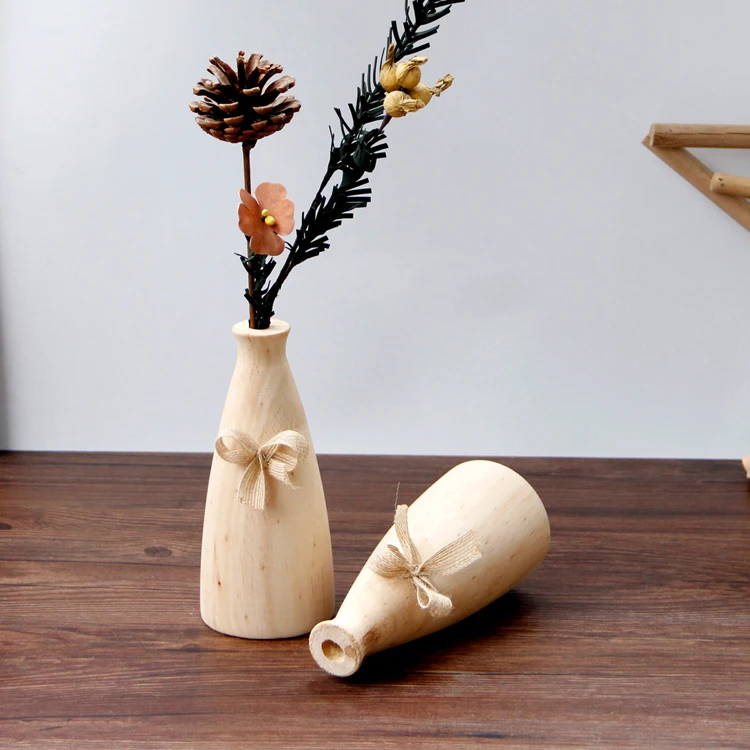 Creative handmade Nordic pastoral wooden vases home decoration simple modern desktop flower