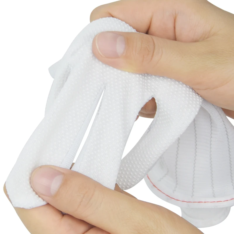 Manufacture Sewing ESD Anti Static Stripe Gloves Lint Free ESD Antistatic Polyester Cleanroom Glove for Assembly Line