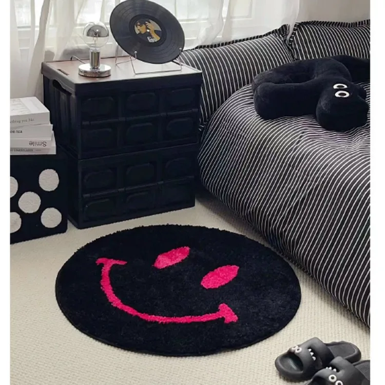 Tufted Bathroom Area Rugs Smiling Expressions Decorate Water-Absorbing Smile Carpet & Set