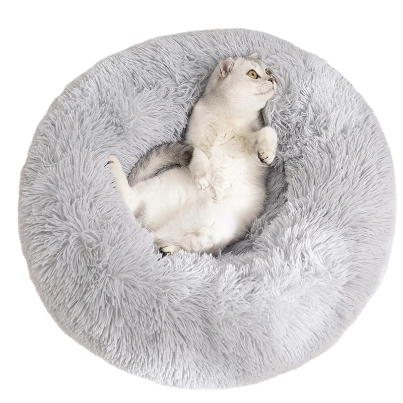 40 cm Hot sale soft removable cover plush pet bed comfortable round pet beds winter warm cat nest dog cushion