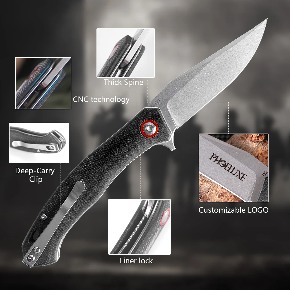 Wholesale D2 steel folding survival outdoor camping tool  multi-function tool pocket knife for sale