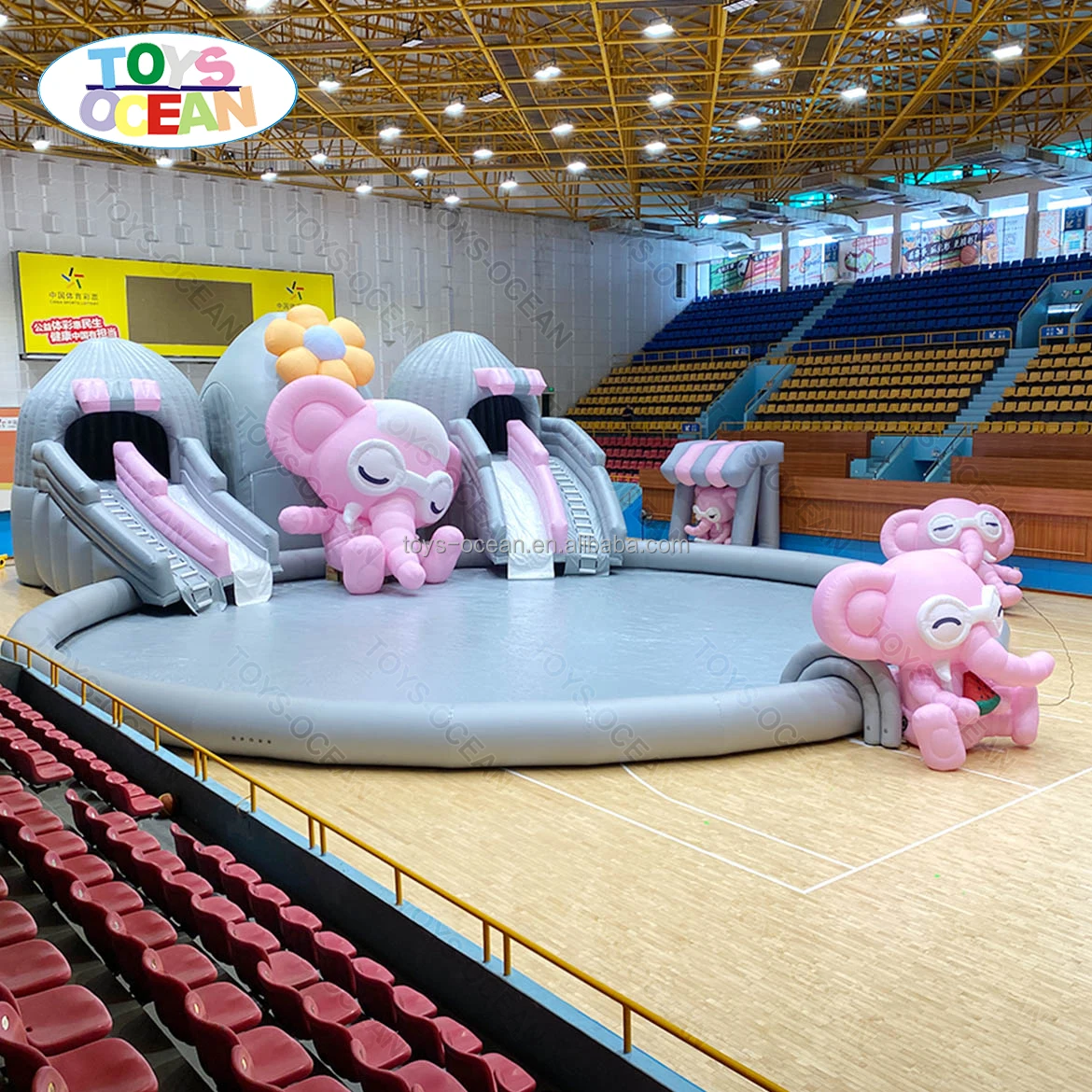 Factory Custom Commercial PVC Water Playground Kids Inflatable Water Park Elephant Water Slide Swimming Pool