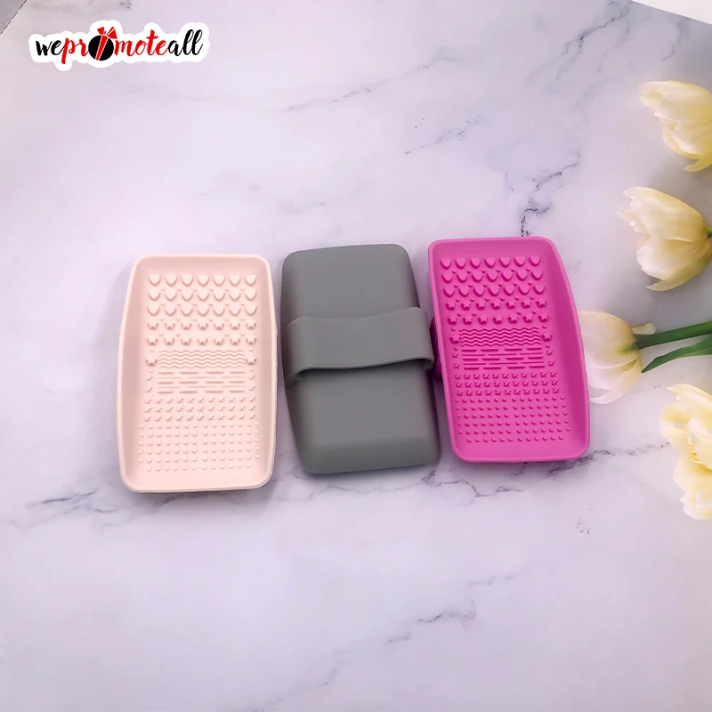 Wepromoteall Customized Brush Cleaning Silicone Makeup Solution Handheld Square