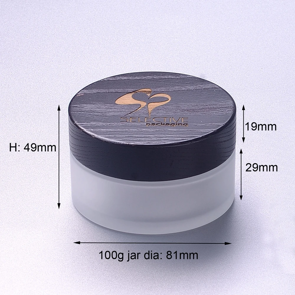 100ml face cosmetic jar with ASH brown wooden lid Hexagonal glass cream jar