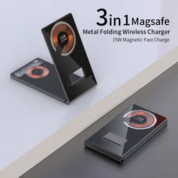High tech trending products 2023 new arrivals Qi Wireless Charger Stand 3 In 1 Wireless Charger type c cable fast charging